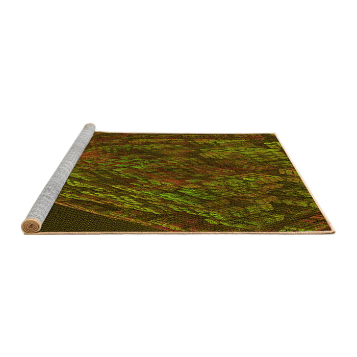 Sideview of Machine Washable Transitional Dark Yellow Green Rug, wshpat1362yw