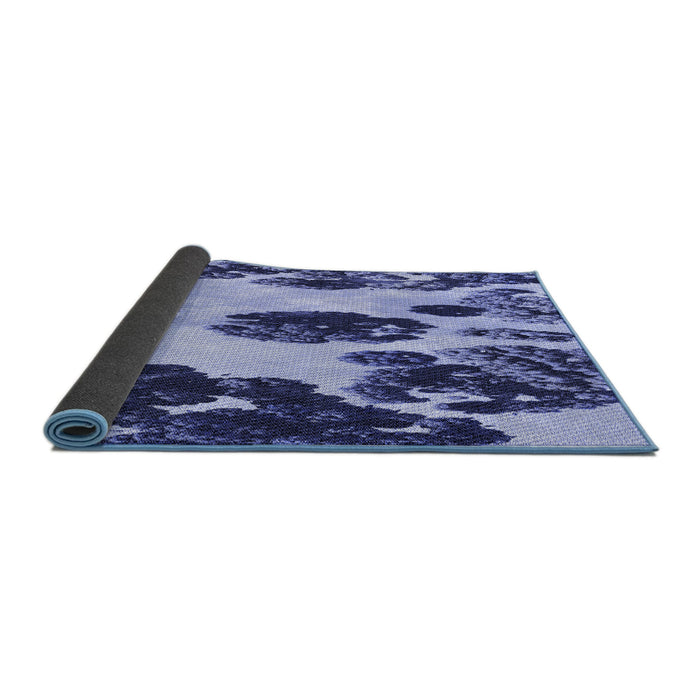 Thickness of Patterned Dark Slate Blue Purple Rug, pat1363blu