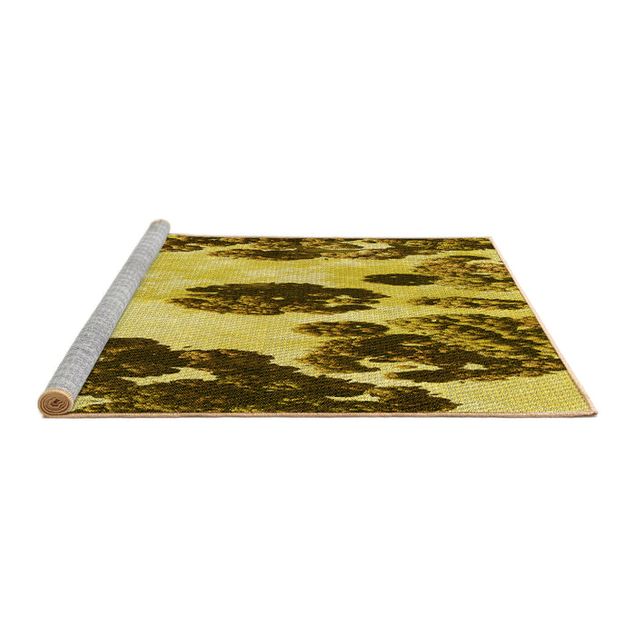 Sideview of Machine Washable Transitional Bright Gold Yellow Rug, wshpat1363yw
