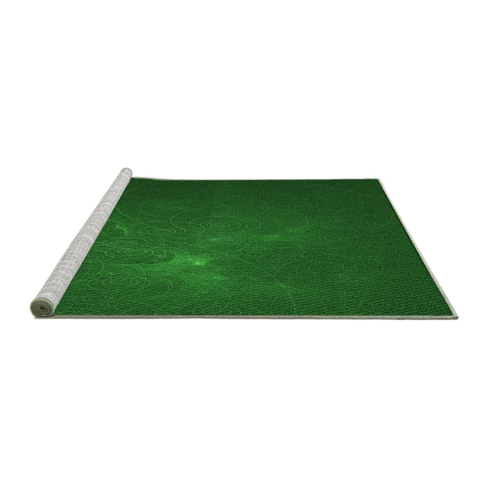 Sideview of Machine Washable Transitional Deep Emerald Green Rug, wshpat1364grn