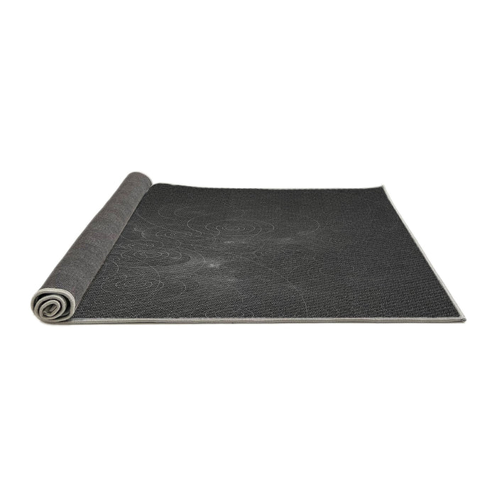 Thickness of Patterned Charcoal Black Rug, pat1364gry