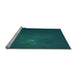 Sideview of Machine Washable Transitional Dark Cyan Green Rug, wshpat1364lblu