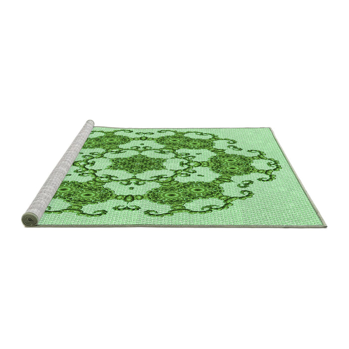 Sideview of Machine Washable Transitional Green Rug, wshpat1365grn
