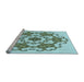 Sideview of Machine Washable Transitional Green Rug, wshpat1365lblu