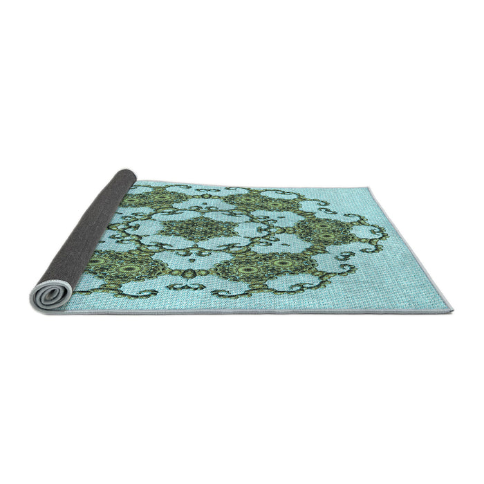 Thickness of Patterned Sea Green Rug, pat1365lblu