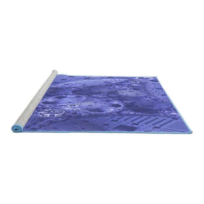 Sideview of Machine Washable Transitional Sky Blue Rug, wshpat1366blu