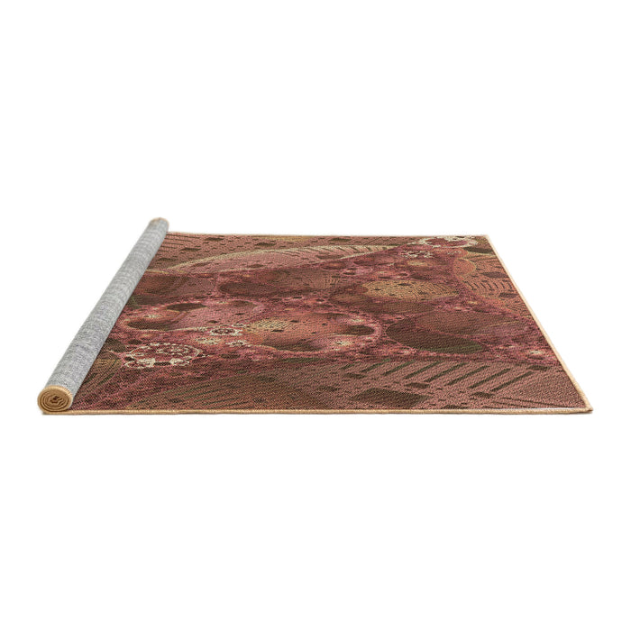 Sideview of Machine Washable Transitional Sunrise Orange Rug, wshpat1366brn