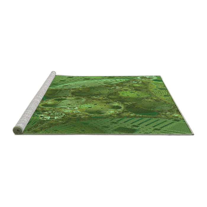 Sideview of Machine Washable Transitional Green Rug, wshpat1366grn