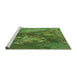 Sideview of Machine Washable Transitional Green Rug, wshpat1366grn