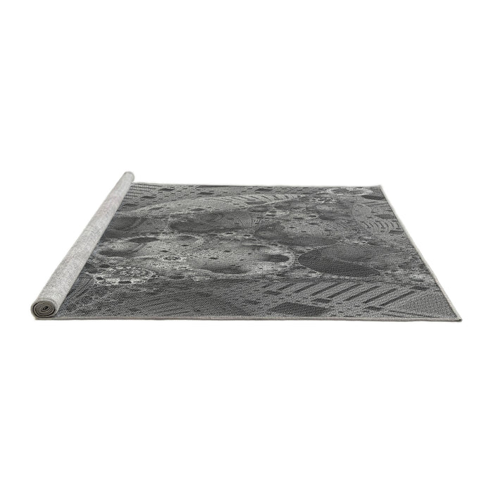 Sideview of Machine Washable Transitional Grey Gray Rug, wshpat1366gry