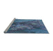 Sideview of Machine Washable Transitional Blue Rug, wshpat1366lblu