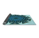 Thickness of Patterned Medium Teal Green Rug, pat1367lblu