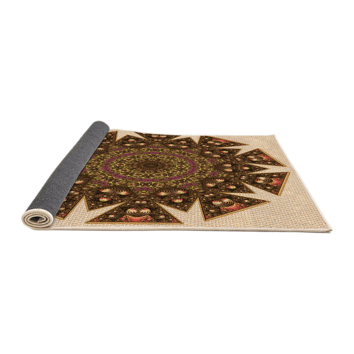Thickness of Patterned Red Brown Rug, pat1367org