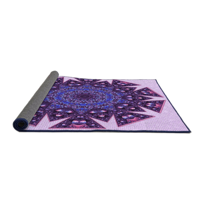 Thickness of Patterned Mauve Purple Rug, pat1367pur