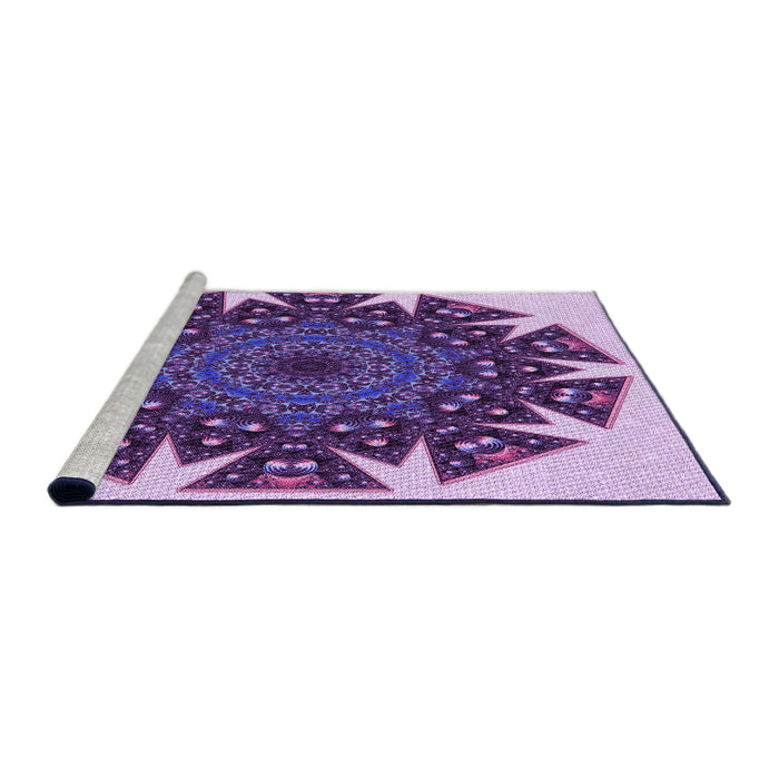 Sideview of Machine Washable Transitional Mauve Purple Rug, wshpat1367pur