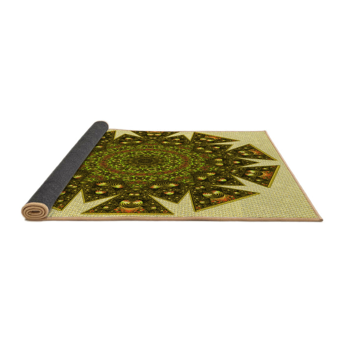 Thickness of Patterned Chrome Gold Yellow Rug, pat1367yw