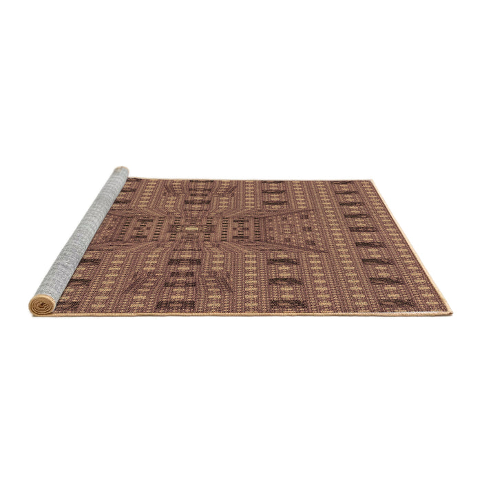 Sideview of Machine Washable Transitional Sunrise Orange Rug, wshpat1368brn