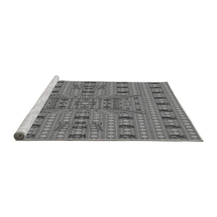 Sideview of Machine Washable Transitional Grey Gray Rug, wshpat1368gry