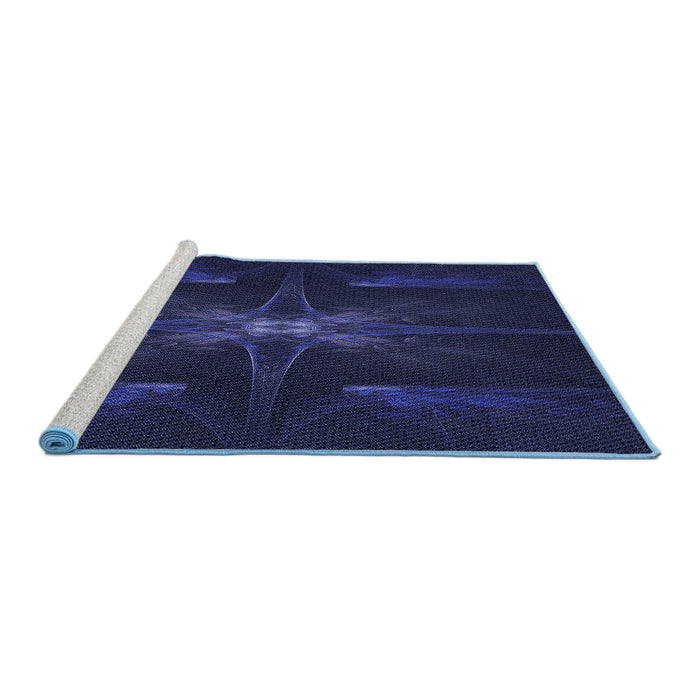 Sideview of Machine Washable Transitional Night Blue Rug, wshpat1369blu