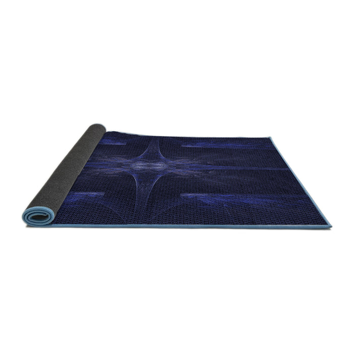Thickness of Patterned Night Blue Rug, pat1369blu
