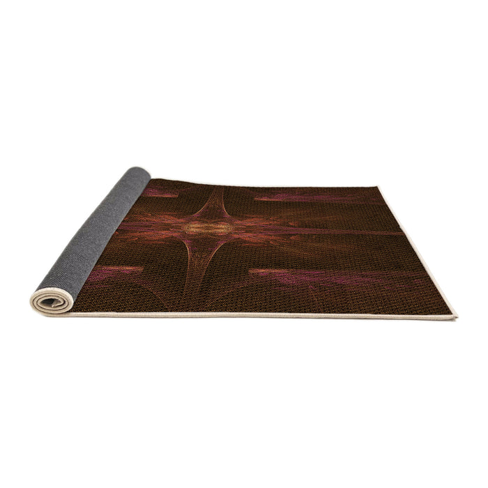 Thickness of Patterned Red Brown Rug, pat1369org