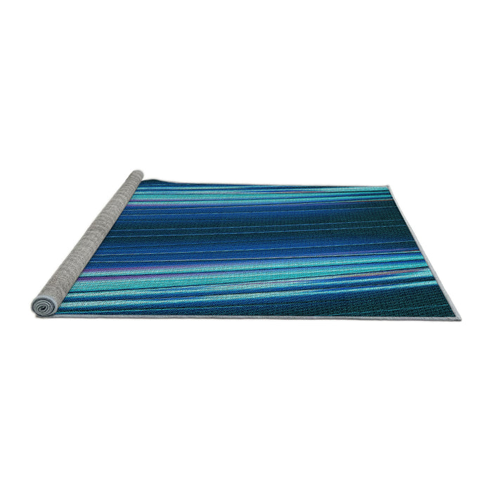 Sideview of Machine Washable Transitional Deep Sky Blue Rug, wshpat137lblu