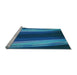 Sideview of Machine Washable Transitional Deep Sky Blue Rug, wshpat137lblu