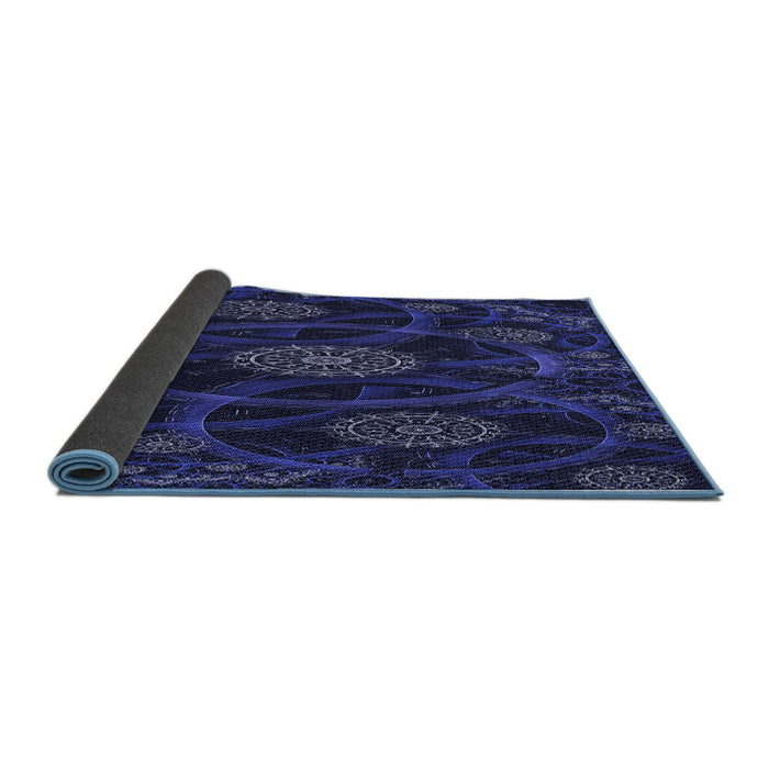 Thickness of Patterned Night Blue Rug, pat1370blu
