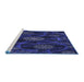 Sideview of Machine Washable Transitional Night Blue Rug, wshpat1370blu