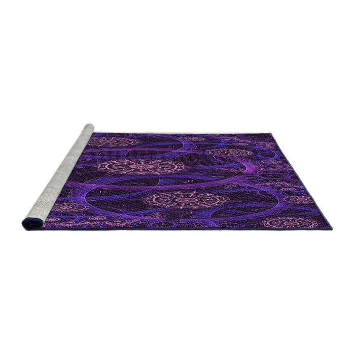 Sideview of Machine Washable Transitional Midnight Blue Rug, wshpat1370pur