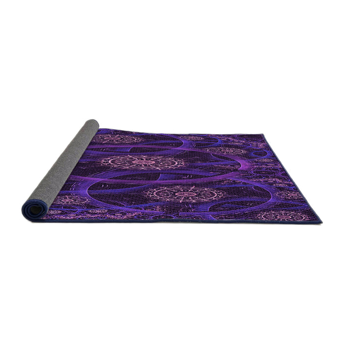 Thickness of Patterned Midnight Blue Rug, pat1370pur