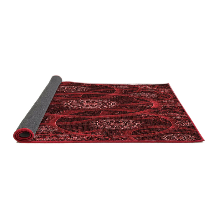 Thickness of Patterned Maroon Red Rug, pat1370rd