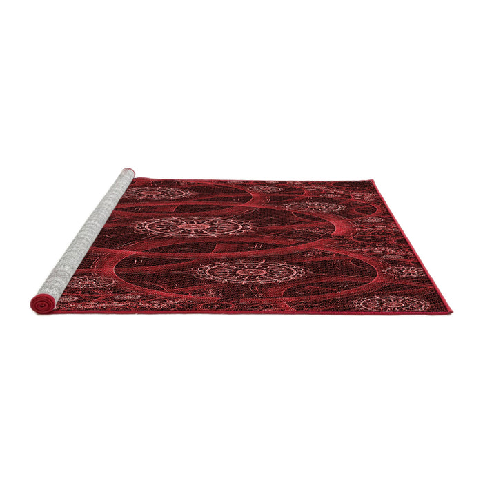 Sideview of Machine Washable Transitional Maroon Red Rug, wshpat1370rd