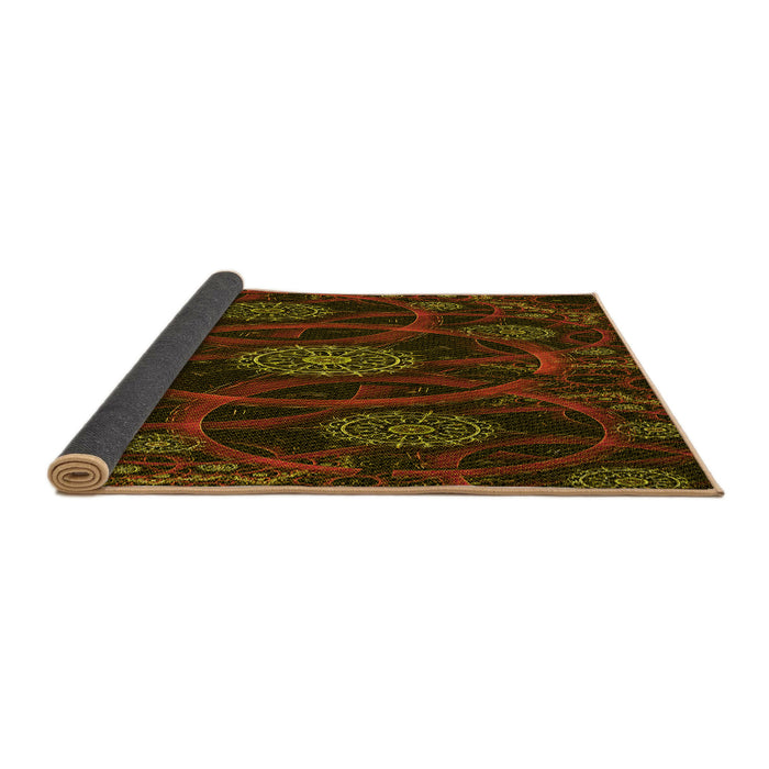 Thickness of Patterned Dark Bronze Brown Rug, pat1370yw