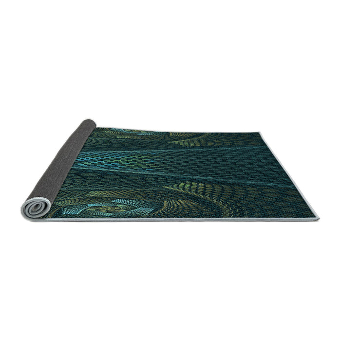 Thickness of Patterned Black Rug, pat1371lblu