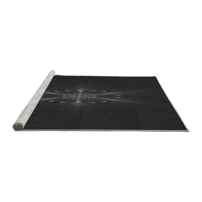 Sideview of Machine Washable Transitional Midnight Gray Rug, wshpat1372gry