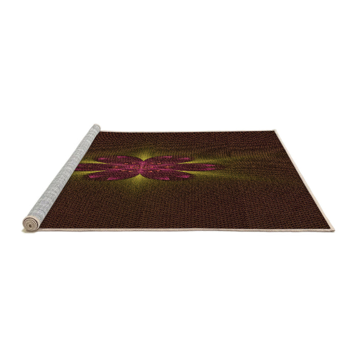 Sideview of Machine Washable Transitional Red Brown Rug, wshpat1372org