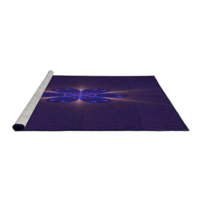 Sideview of Machine Washable Transitional Midnight Blue Rug, wshpat1372pur