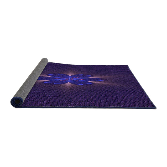 Thickness of Patterned Midnight Blue Rug, pat1372pur