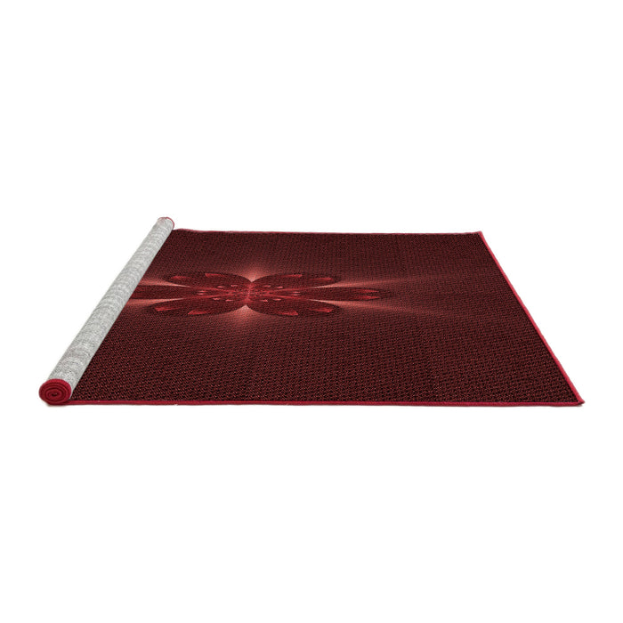 Sideview of Machine Washable Transitional Tomato Red Rug, wshpat1372rd