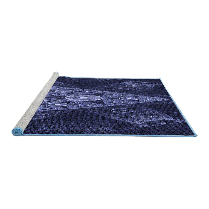 Sideview of Machine Washable Transitional Night Blue Rug, wshpat1373blu