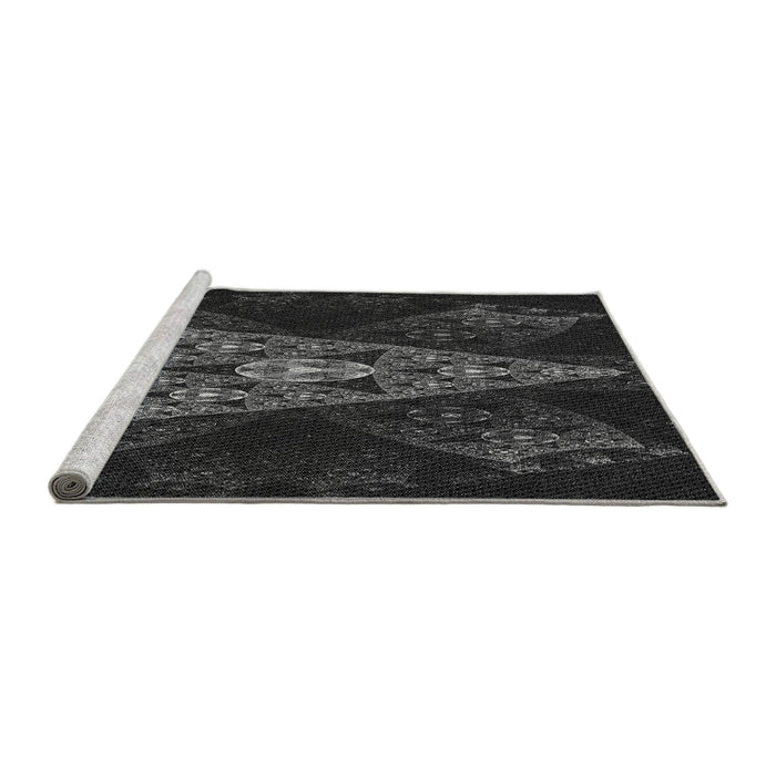 Sideview of Machine Washable Transitional Carbon Gray Rug, wshpat1373gry