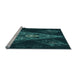 Sideview of Machine Washable Transitional Dark Cyan Green Rug, wshpat1373lblu