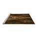 Sideview of Machine Washable Transitional Black Brown Rug, wshpat1373org