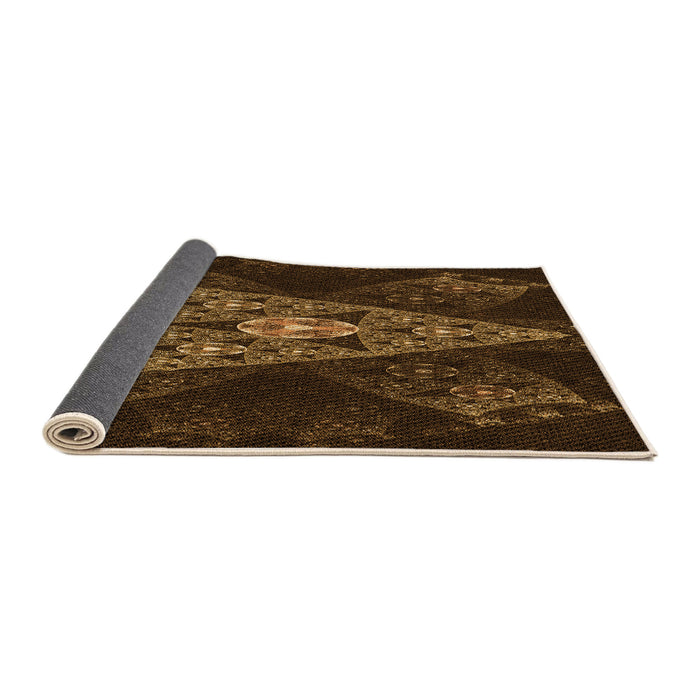 Thickness of Patterned Black Brown Rug, pat1373org