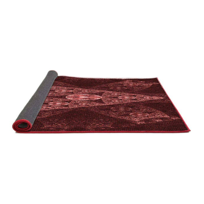 Thickness of Patterned Fire Brick Red Rug, pat1373rd