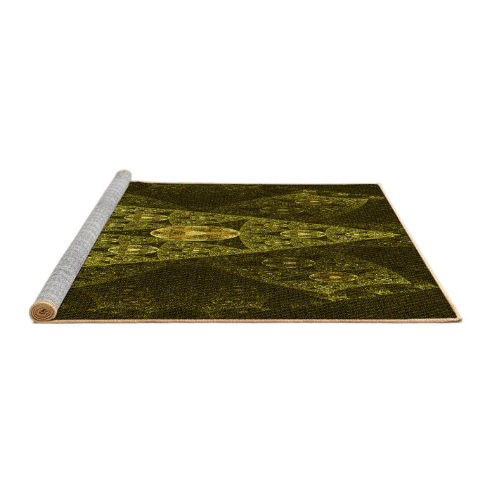 Sideview of Machine Washable Transitional Dark Yellow Green Rug, wshpat1373yw