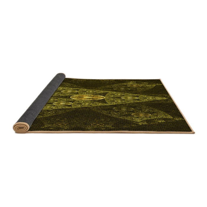 Thickness of Patterned Dark Yellow Green Rug, pat1373yw