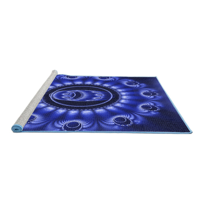 Sideview of Machine Washable Transitional Denim Dark Blue Rug, wshpat1374blu