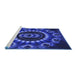 Sideview of Machine Washable Transitional Denim Dark Blue Rug, wshpat1374blu